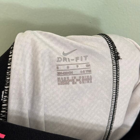 Nike Dri-Fit Leggings Kids Girls S 4-5 Years Gray Geometric Activewear Workout - Picture 6 of 7